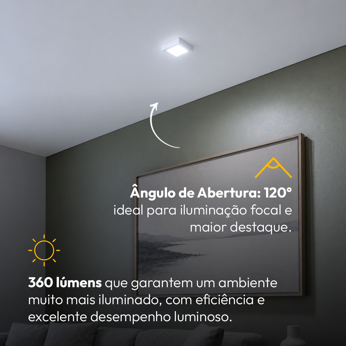 Painel Led Plafon Aluminio Sobrepor 6w 6500K 12x12cm Quadrado Alut