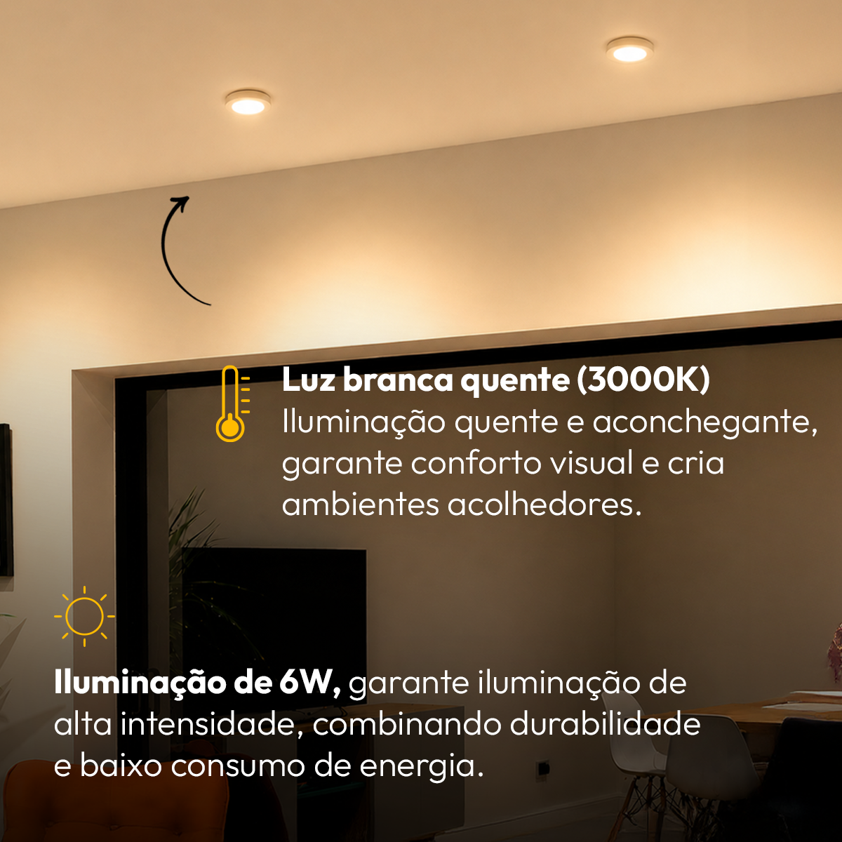 Painel Led Plafon Aluminio Sobrepor 6w 3000k Branco Quente 12cm Redondo Alut
