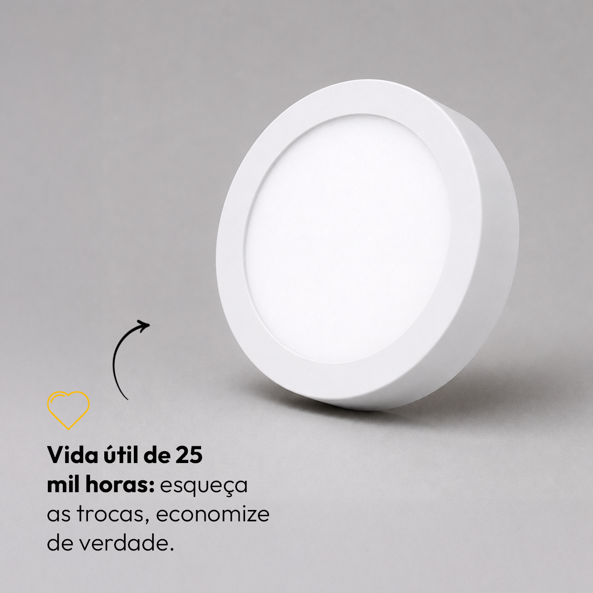 Painel Led Plafon Aluminio Sobrepor 6w 3000k Branco Quente 12cm Redondo Alut