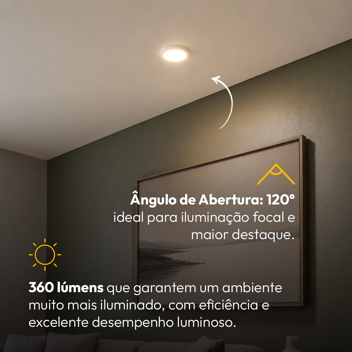 Painel Led Plafon Aluminio Sobrepor 6w 3000k Branco Quente 12cm Redondo Alut
