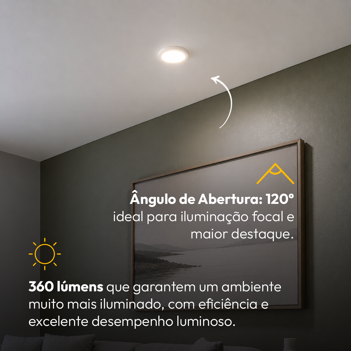 Painel Led Plafon Aluminio Sobrepor 6w 4000k 12cm Redondo Alut