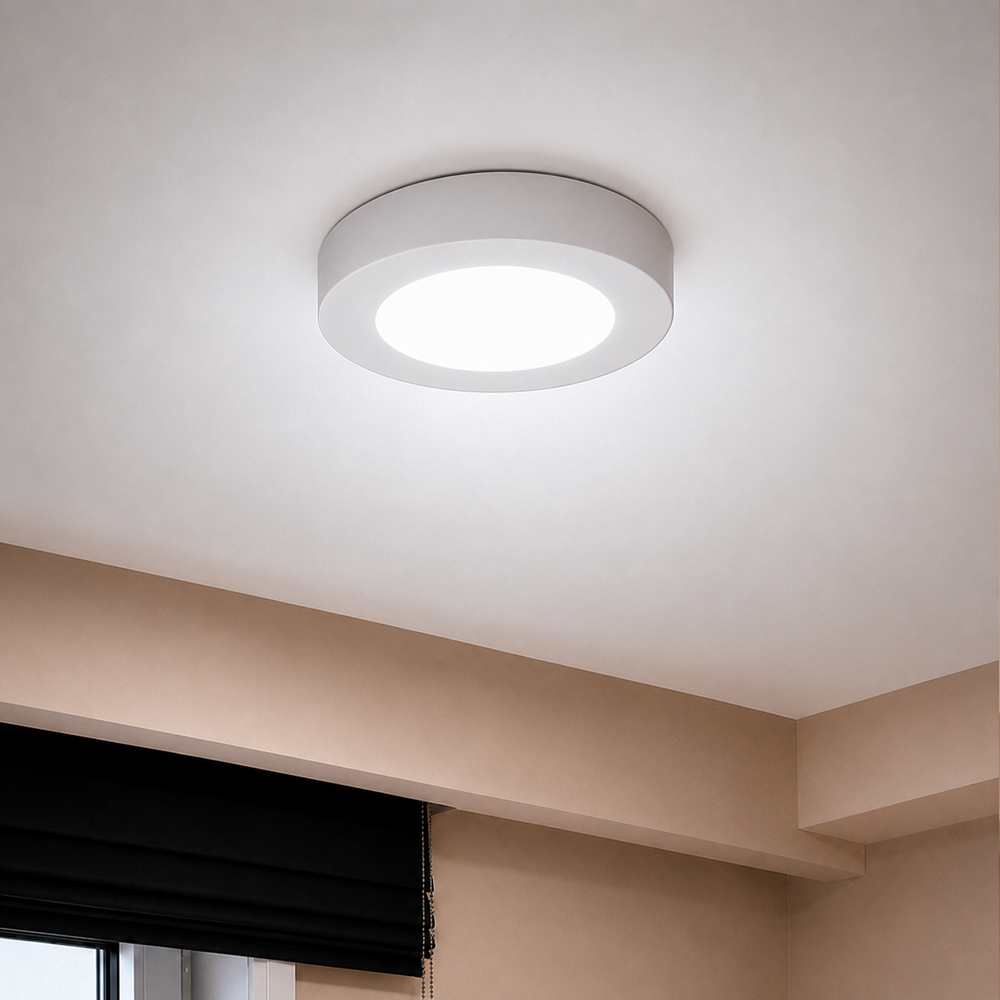 Painel Led Plafon Aluminio Sobrepor 6w 4000k 12cm Redondo Alut