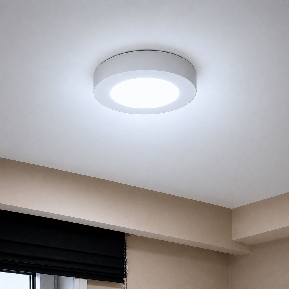 Painel Led Plafon Aluminio Sobrepor 6w 6500K 12cm Redondo Alut