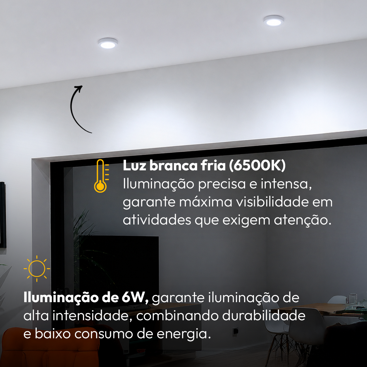 Painel Led Plafon Aluminio Sobrepor 6w 6500K 12cm Redondo Alut