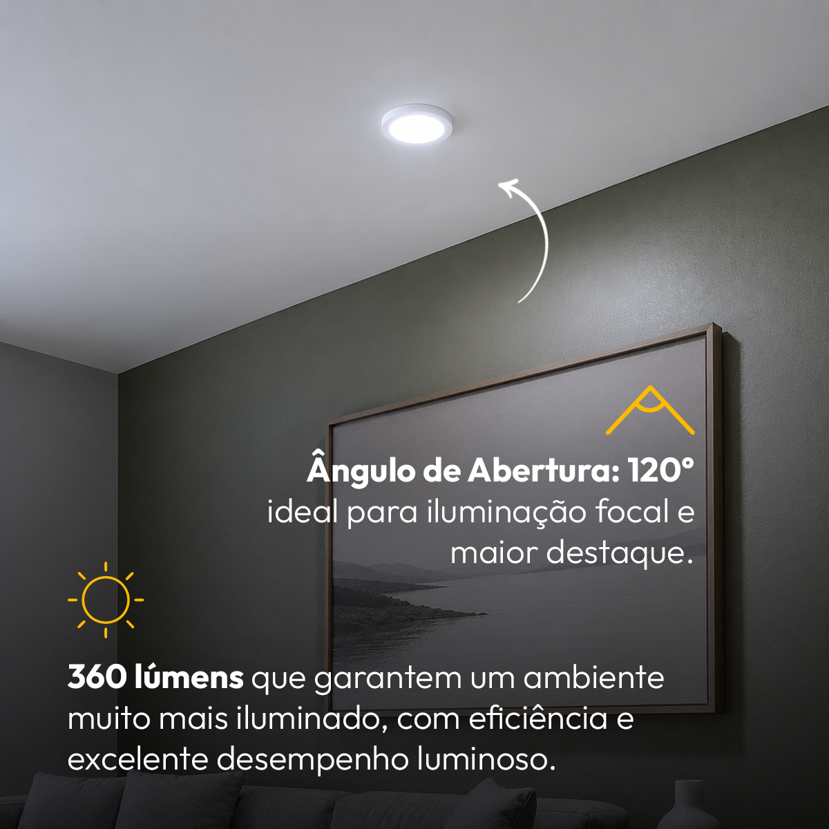 Painel Led Plafon Aluminio Sobrepor 6w 6500K 12cm Redondo Alut