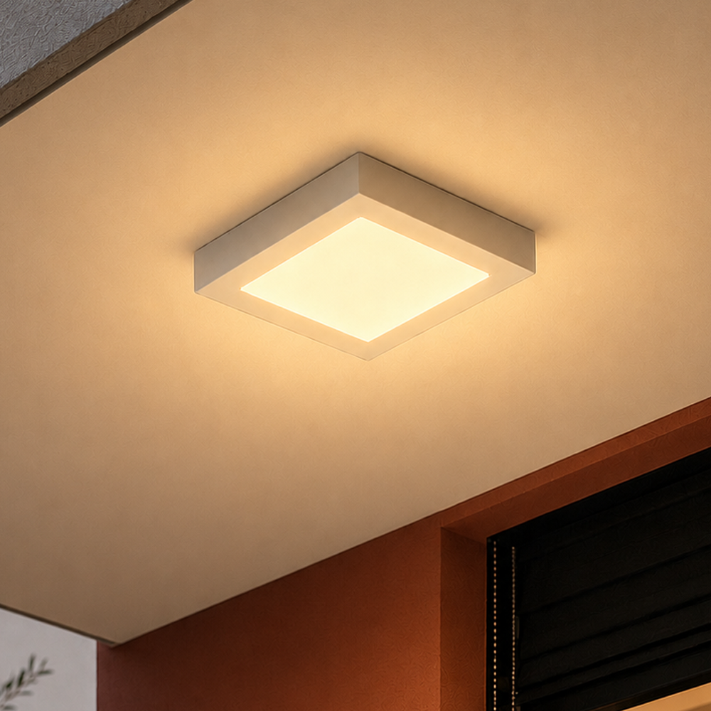 Painel Led Plafon Aluminio Sobrepor 12w 3000k Branco Quente 17x17cm Quadrado Alut