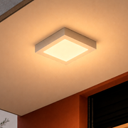 Painel Led Plafon Aluminio Sobrepor 12w 3000k Branco Quente 17x17cm Quadrado Alut