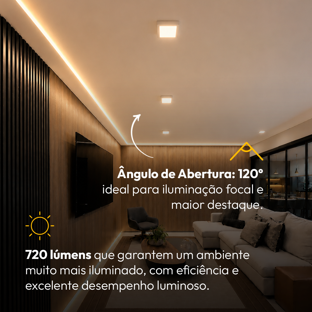 Painel Led Plafon Aluminio Sobrepor 12w 3000k Branco Quente 17x17cm Quadrado Alut