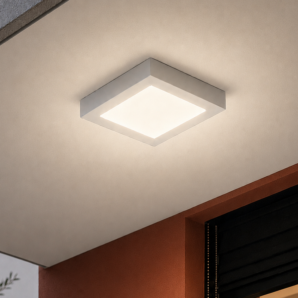 Painel Led Plafon Aluminio Sobrepor 12w 4000k Branco Neutro 17x17cm Quadrado Alut