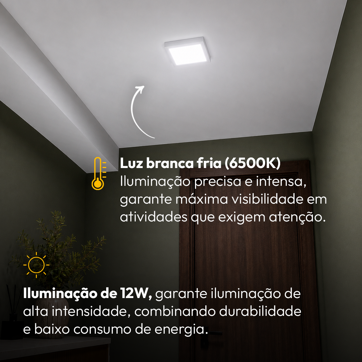 Painel Led Plafon Aluminio Sobrepor 12w 6500K Branco Frio 17x17cm Quadrado Alut