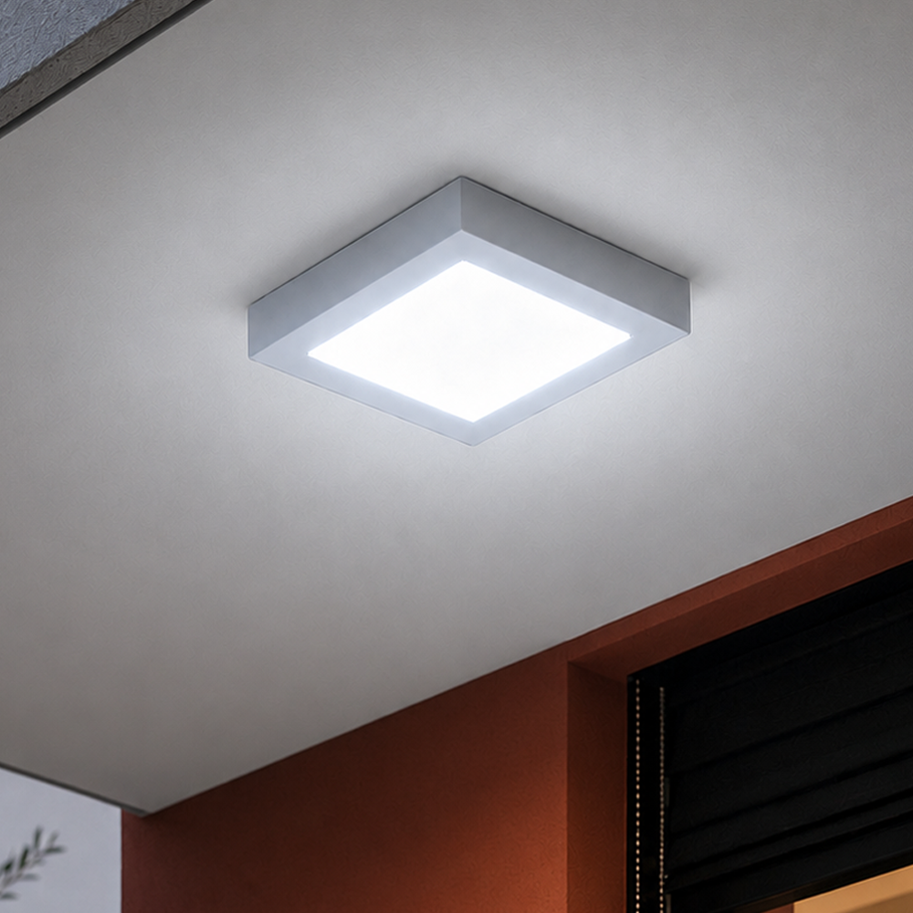 Painel Led Plafon Aluminio Sobrepor 12w 6500K Branco Frio 17x17cm Quadrado Alut