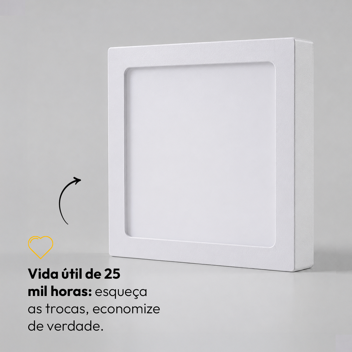 Painel Led Plafon Aluminio Sobrepor 12w 6500K Branco Frio 17x17cm Quadrado Alut