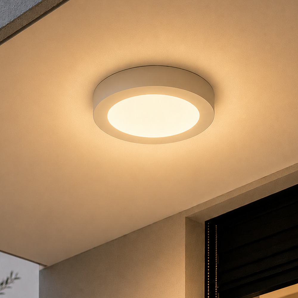 Painel Led Plafon Aluminio Sobrepor 12w 3000k Branco Quente 17cm Redondo Alut