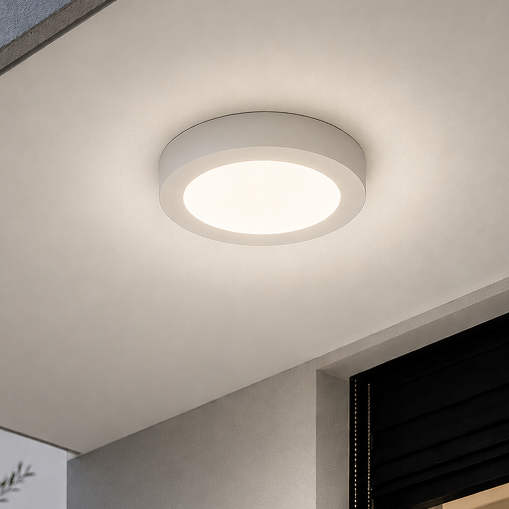 Painel Led Plafon Aluminio Sobrepor 12w 4000k Branco Neutro 17cm Redondo Alut