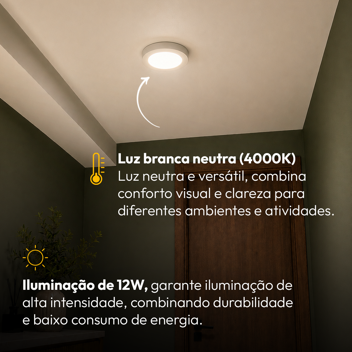 Painel Led Plafon Aluminio Sobrepor 12w 4000k Branco Neutro 17cm Redondo Alut