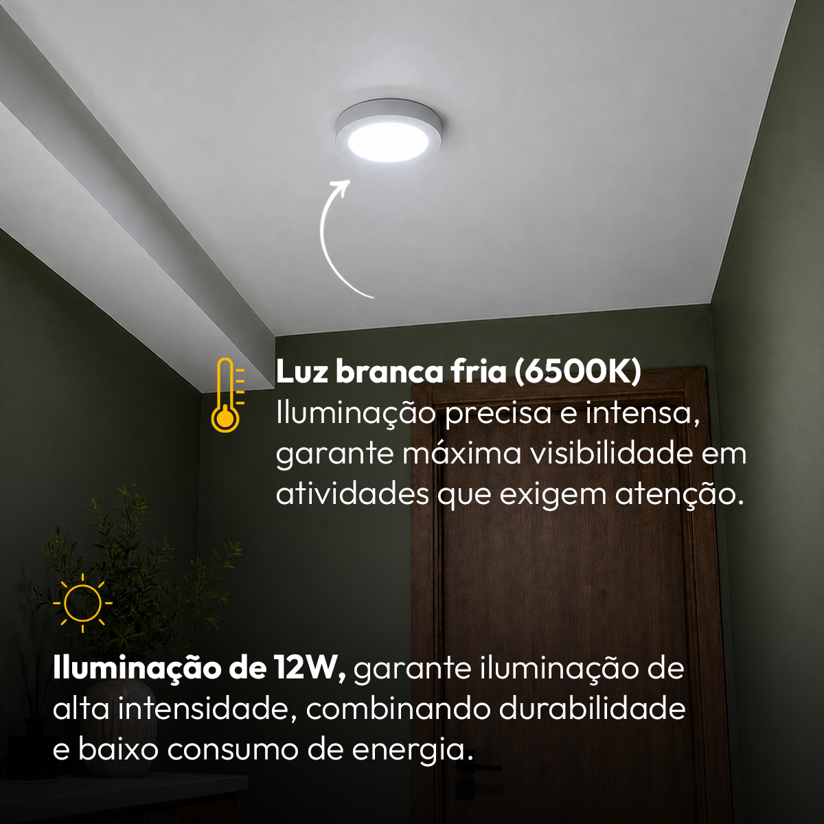 Painel Led Plafon Aluminio Sobrepor 12w 6500K Branco Frio 17cm Redondo Alut