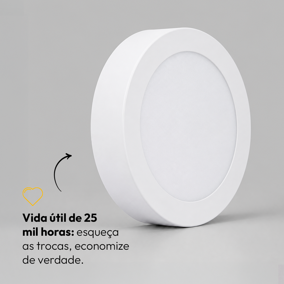 Painel Led Plafon Aluminio Sobrepor 12w 6500K Branco Frio 17cm Redondo Alut