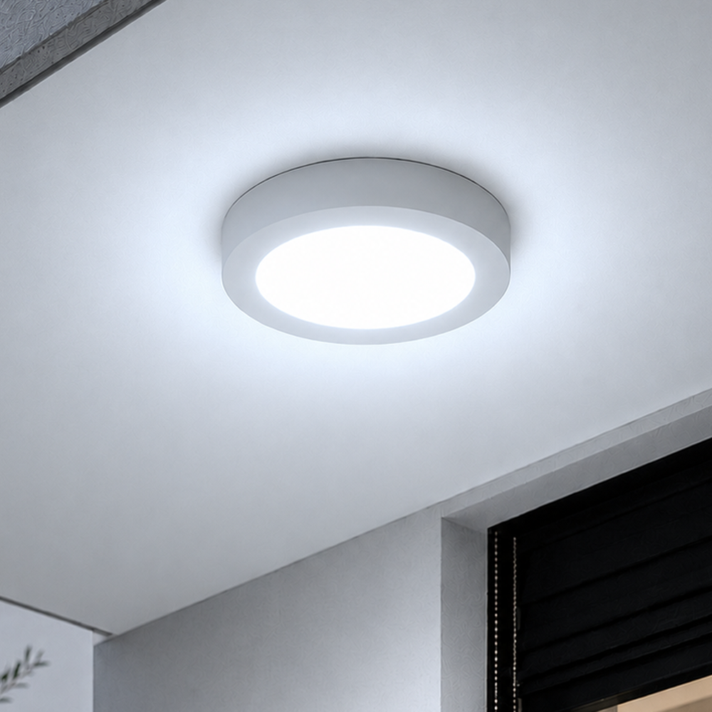 Painel Led Plafon Aluminio Sobrepor 12w 6500K Branco Frio 17cm Redondo Alut