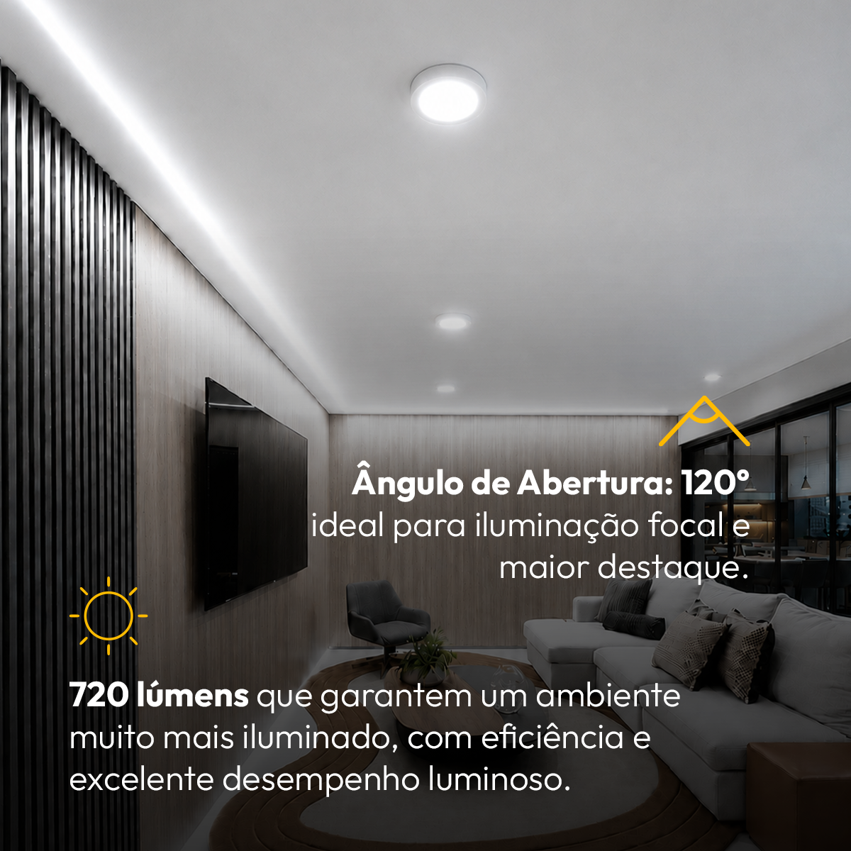 Painel Led Plafon Aluminio Sobrepor 12w 6500K Branco Frio 17cm Redondo Alut