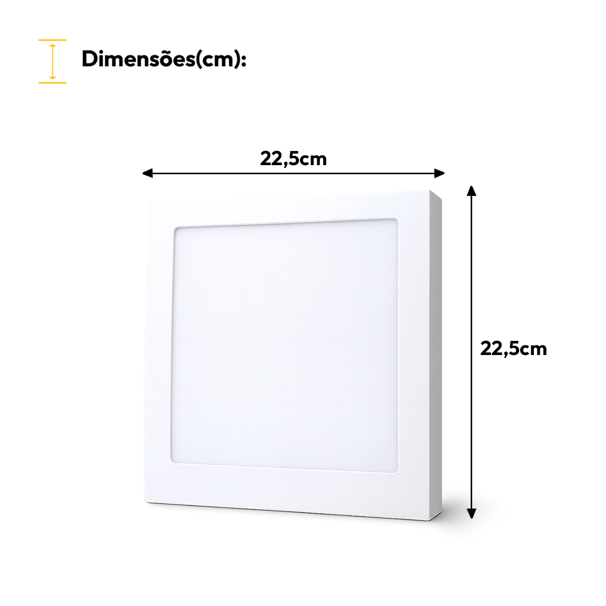 Painel Led Plafon Aluminio Sobrepor 18w 3000k Branco Quente 22x22cm Quadrado Alut