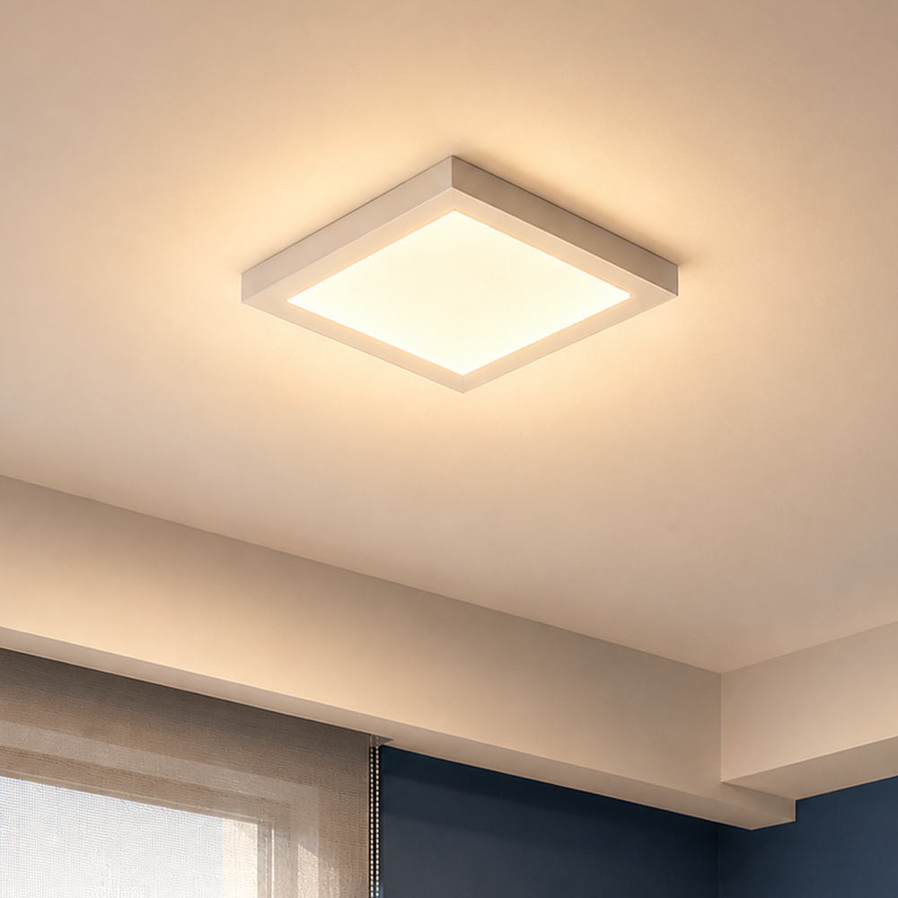 Painel Led Plafon Aluminio Sobrepor 18w 3000k Branco Quente 22x22cm Quadrado Alut