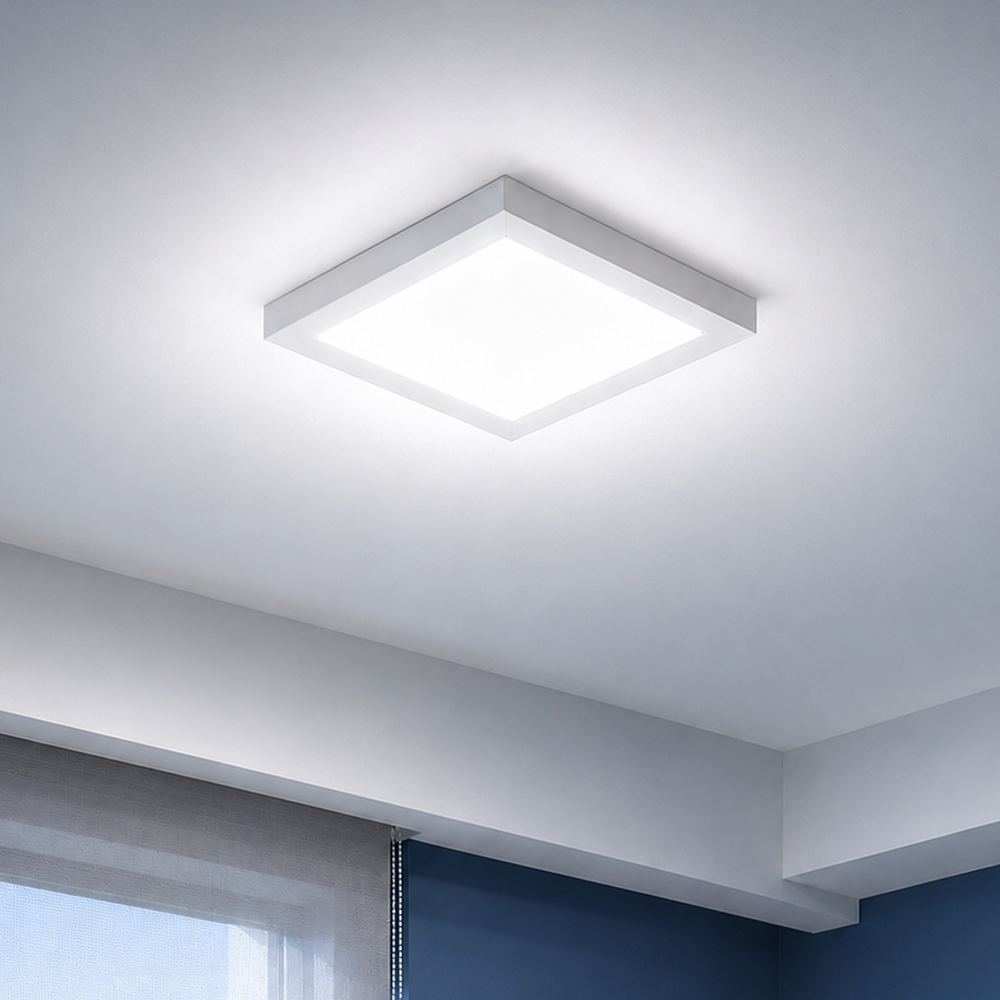 Painel Led Plafon Aluminio Sobrepor 18w 4000k Branco Neutro 22x22cm Quadrado Alut