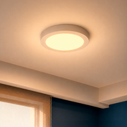 Painel Led Plafon Aluminio Sobrepor 18w 3000k Branco Quente 22cm Redondo Alut