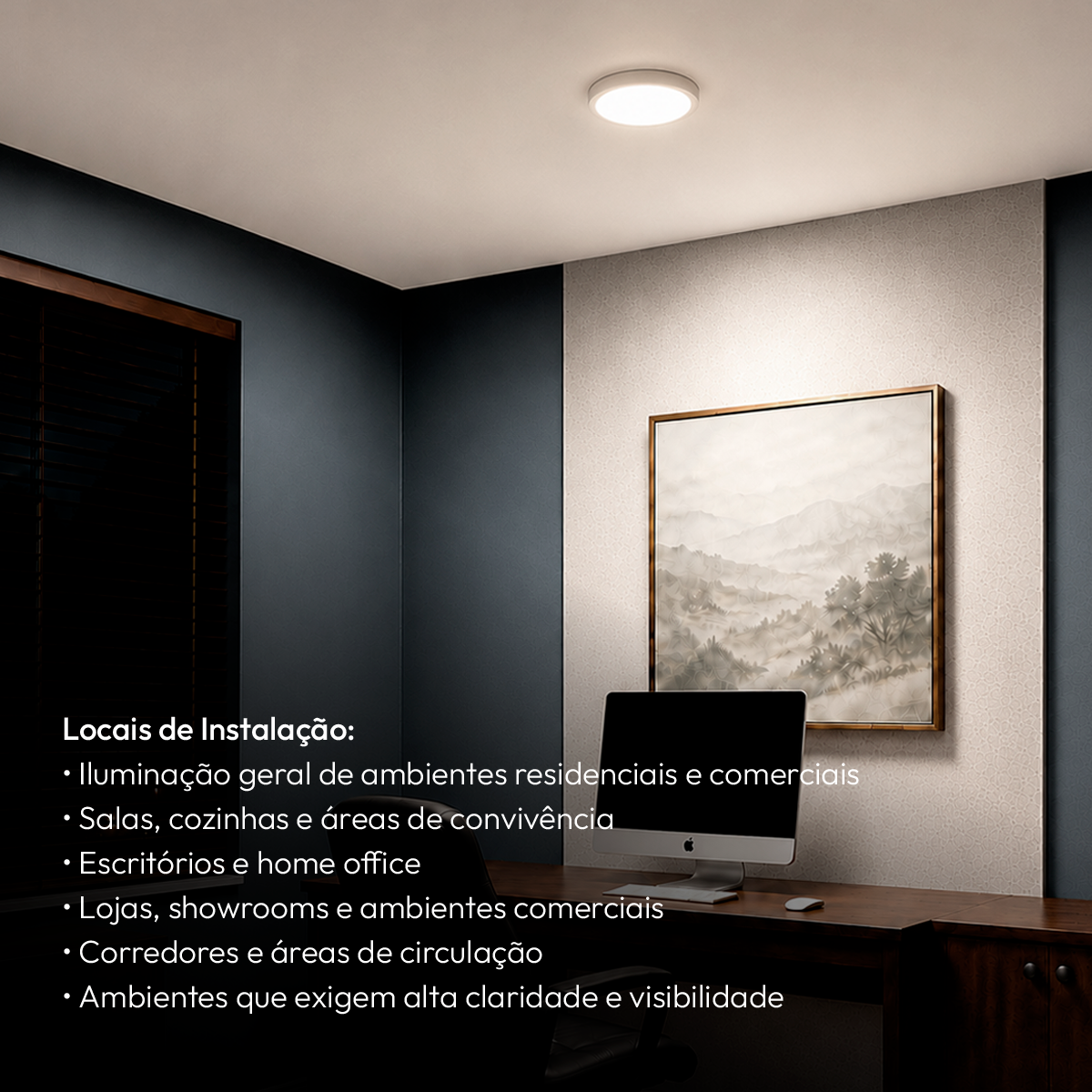 Painel Led Plafon Aluminio Sobrepor 18w 4000k Branco Neutro 22cm Redondo Alut