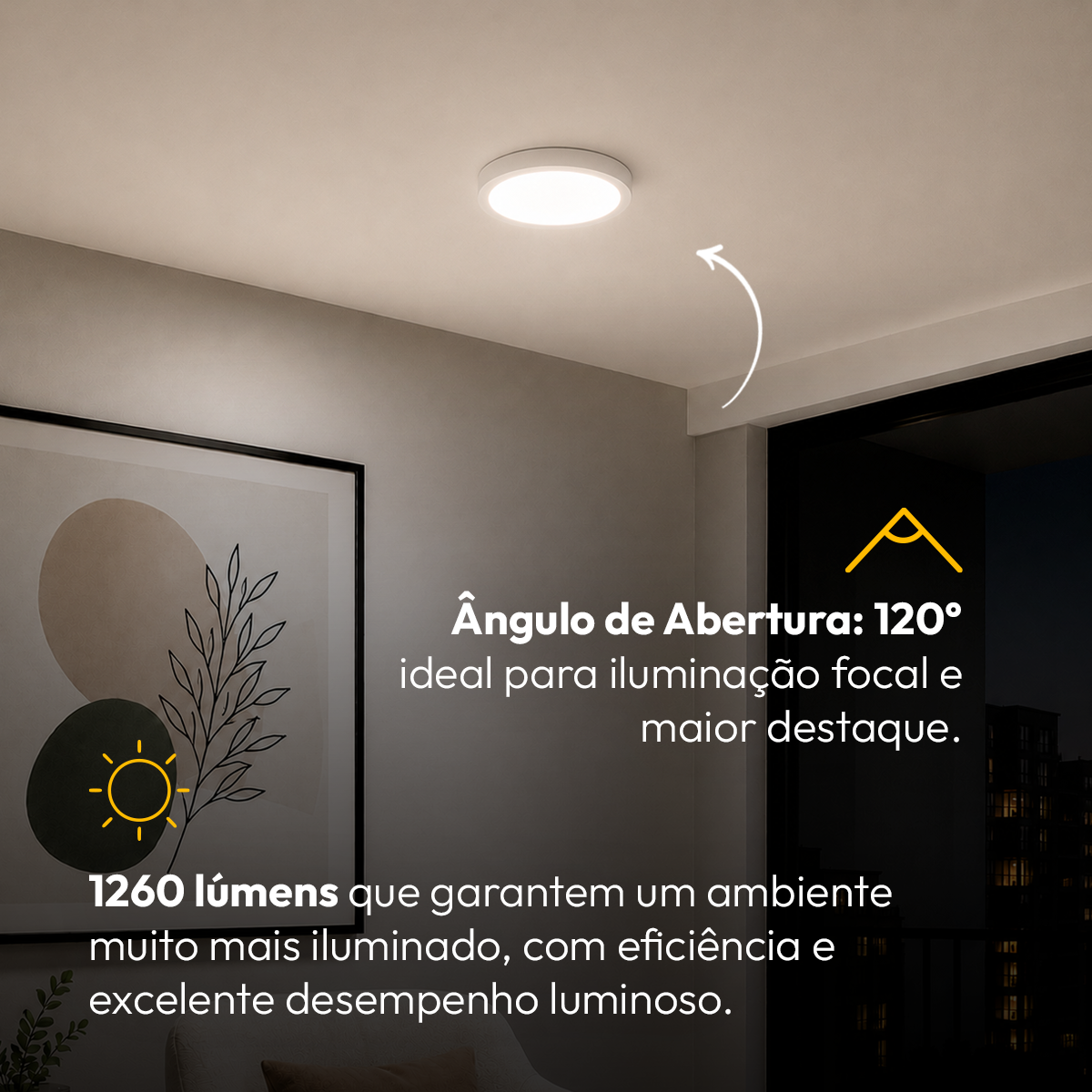 Painel Led Plafon Aluminio Sobrepor 18w 4000k Branco Neutro 22cm Redondo Alut