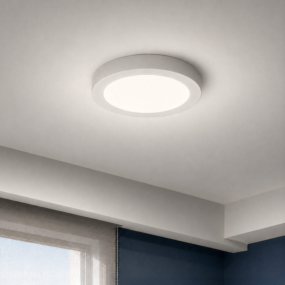 Painel Led Plafon Aluminio Sobrepor 18w 4000k Branco Neutro 22cm Redondo Alut