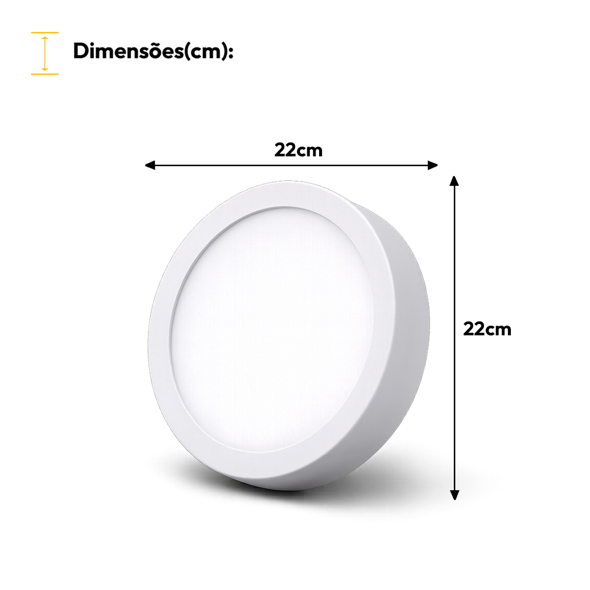Painel Led Plafon Aluminio Sobrepor 18w 6500K Branco Frio 22cm Redondo Alut