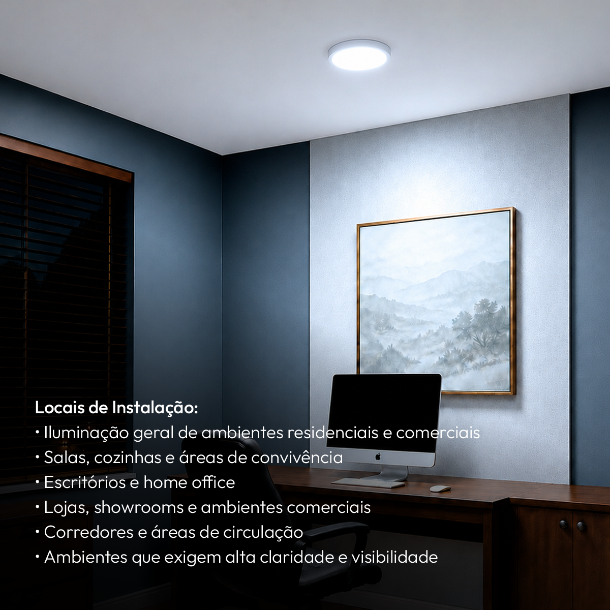 Painel Led Plafon Aluminio Sobrepor 18w 6500K Branco Frio 22cm Redondo Alut