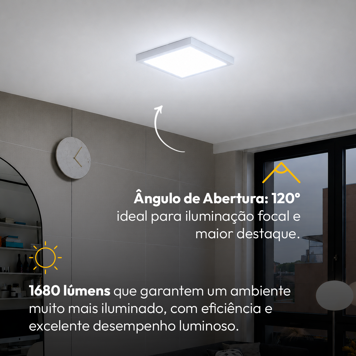 Painel Led Plafon Aluminio Sobrepor 24w 3000k Branco Quente 29x29cm Quadrado ALut