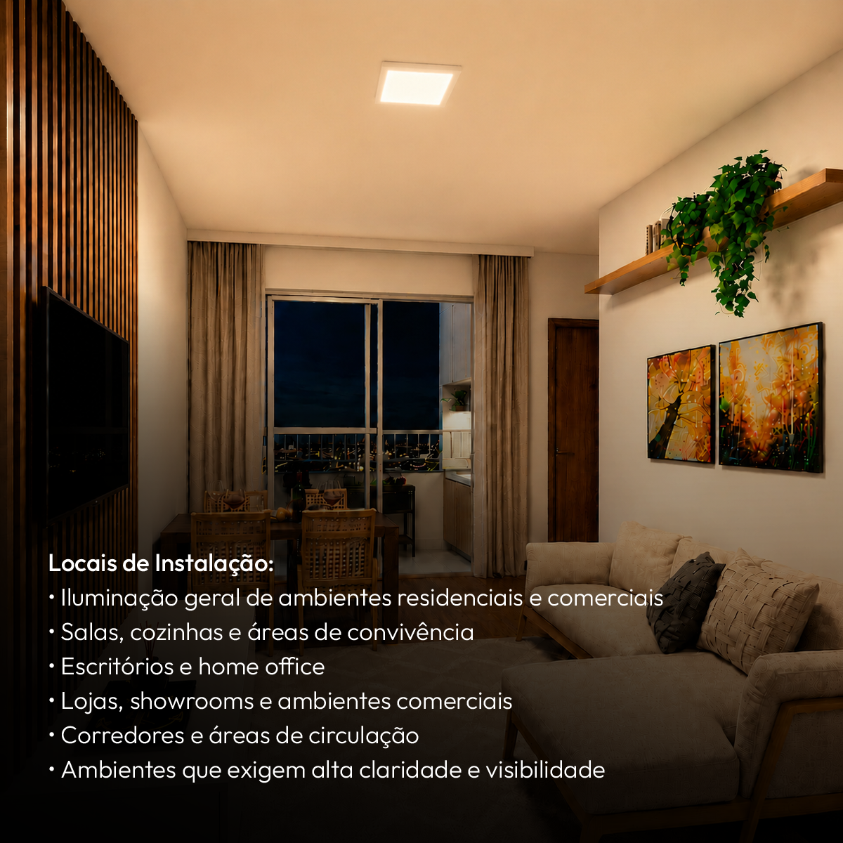Painel Led Plafon Aluminio Sobrepor 24w 3000k Branco Quente 29x29cm Quadrado ALut