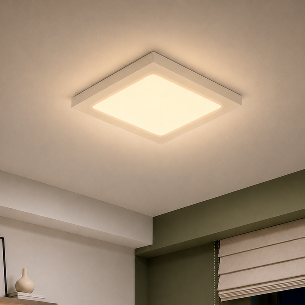 Painel Led Plafon Aluminio Sobrepor 24w 3000k Branco Quente 29x29cm Quadrado ALut