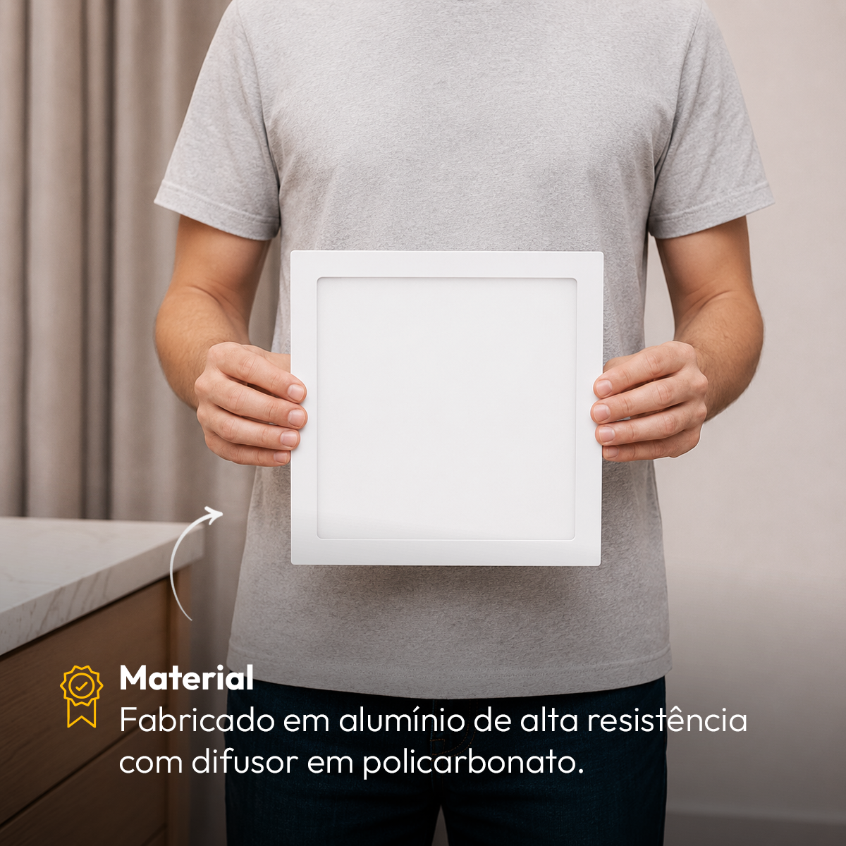 Painel Led Plafon Aluminio Sobrepor 24w 6500K Branco Frio 29x29cm Quadrado Alut