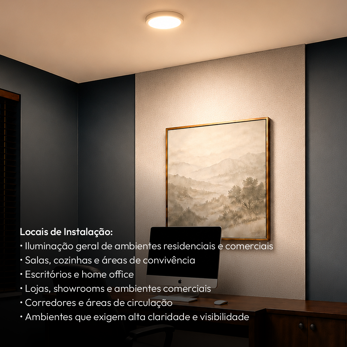 Painel Led Plafon Aluminio Sobrepor 24w 3000k Branco Quente 29cm Redondo Alut