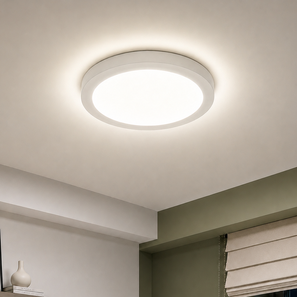 Painel Led Plafon Aluminio Sobrepor 24w 4000k Branco Neutro 29cm Redondo Alut