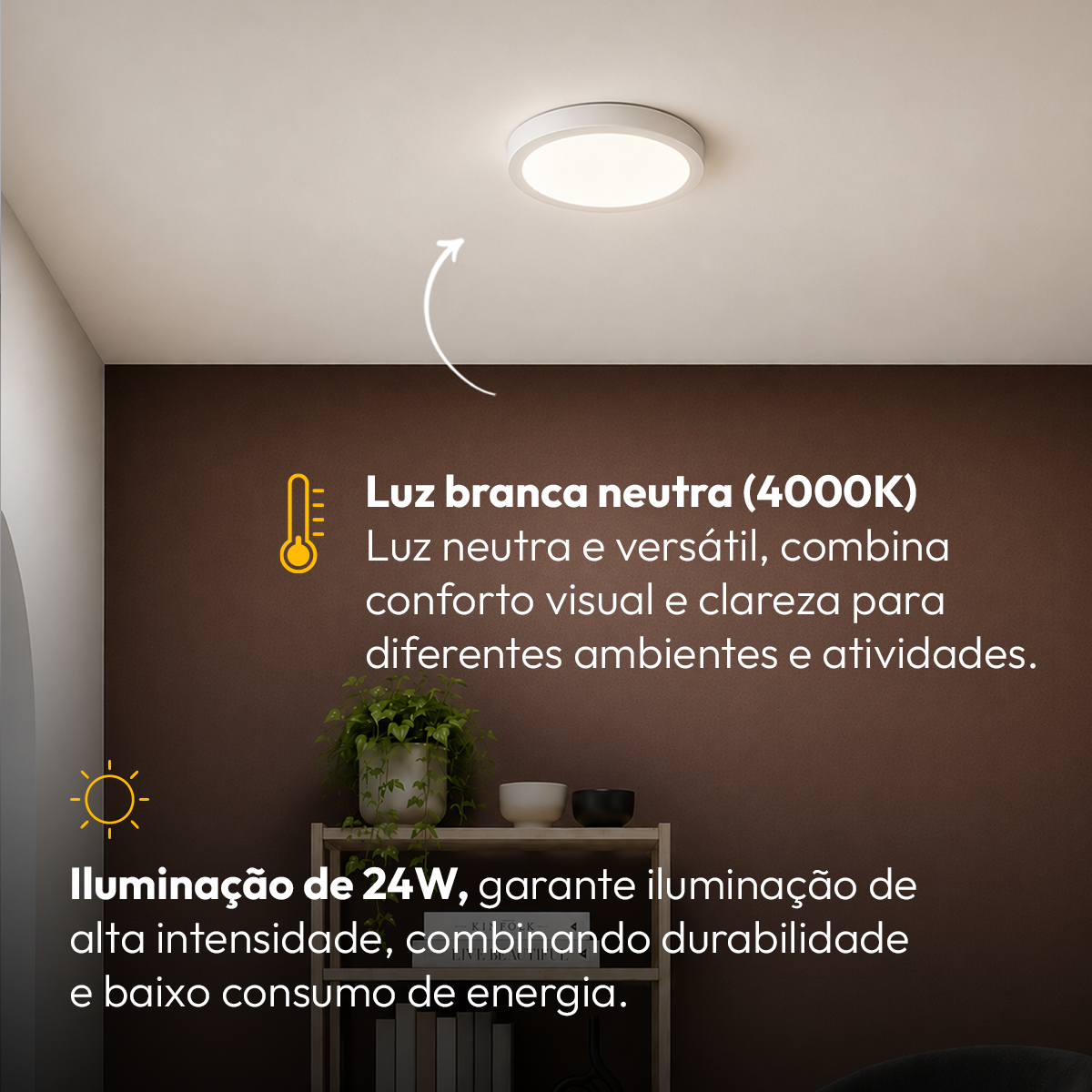 Painel Led Plafon Aluminio Sobrepor 24w 4000k Branco Neutro 29cm Redondo Alut