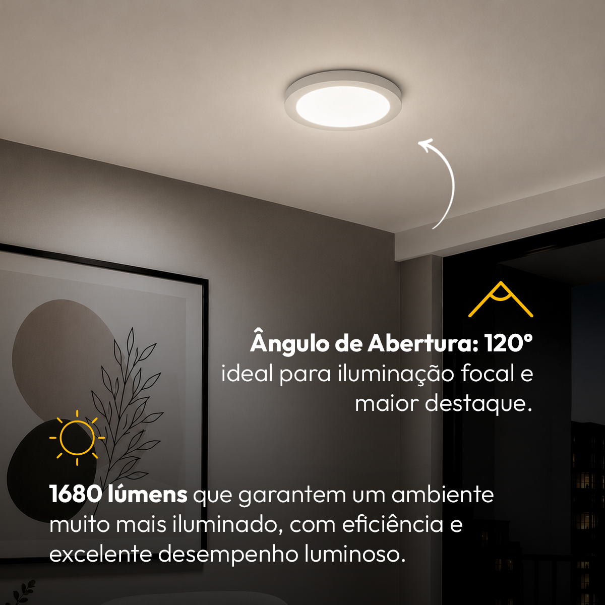 Painel Led Plafon Aluminio Sobrepor 24w 4000k Branco Neutro 29cm Redondo Alut