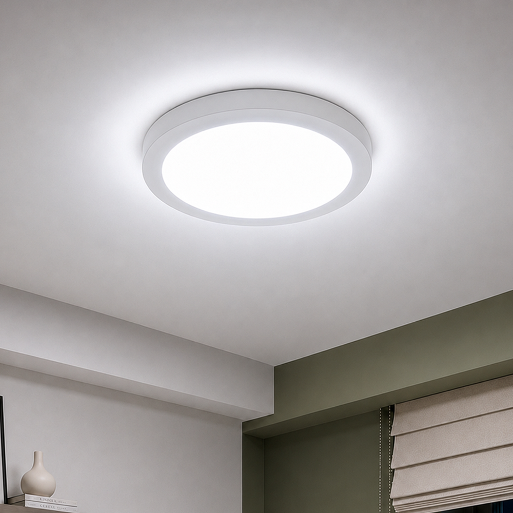 Painel Led Plafon Aluminio Sobrepor 24w 6500K Branco Frio 29cm Redondo Alut