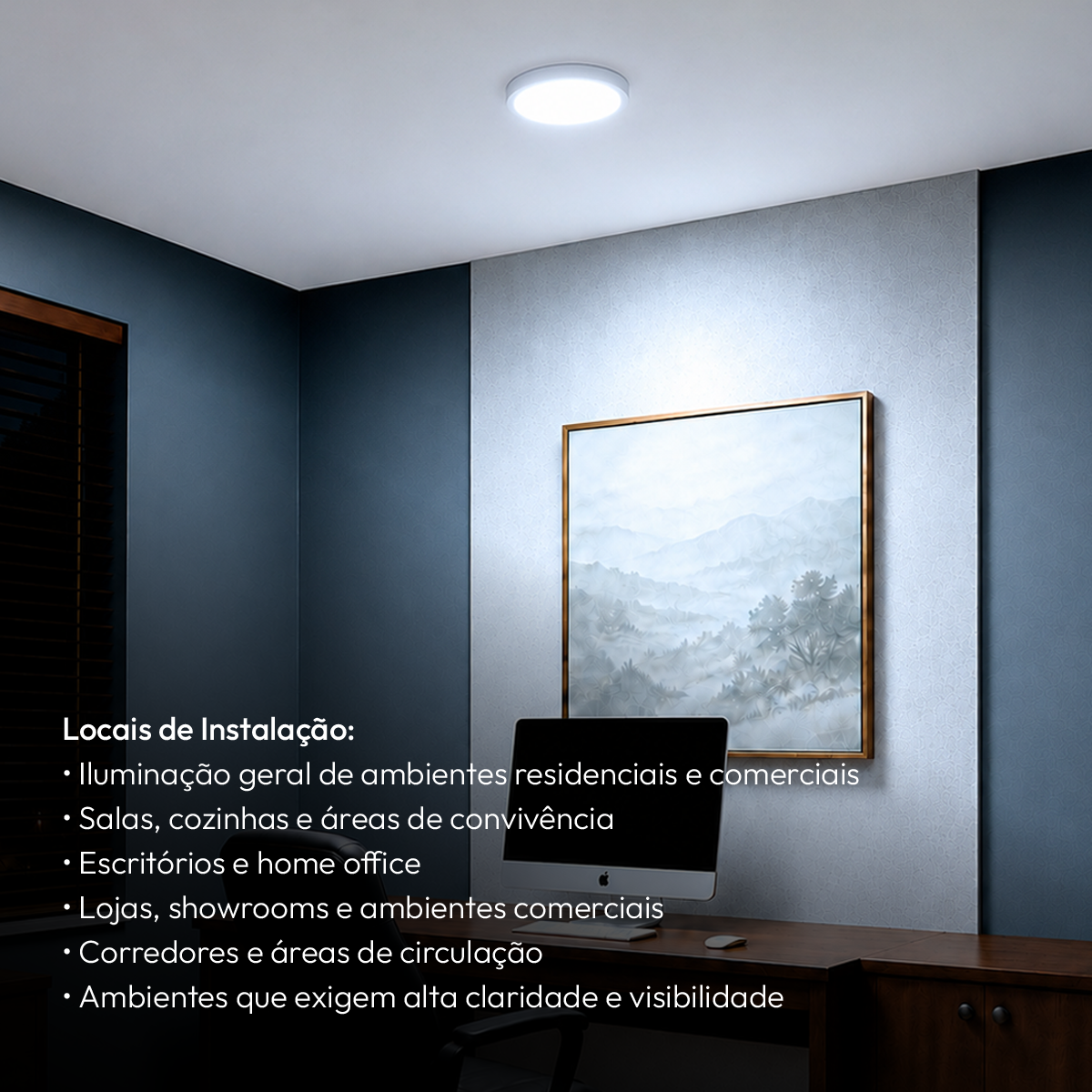 Painel Led Plafon Aluminio Sobrepor 24w 6500K Branco Frio 29cm Redondo Alut