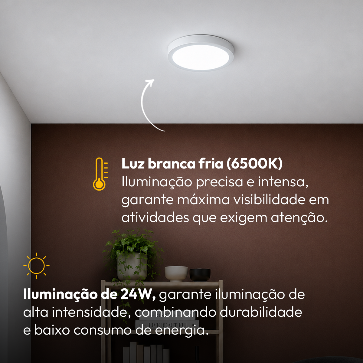 Painel Led Plafon Aluminio Sobrepor 24w 6500K Branco Frio 29cm Redondo Alut