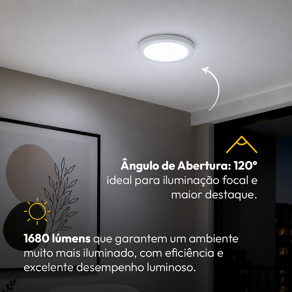 Painel Led Plafon Aluminio Sobrepor 24w 6500K Branco Frio 29cm Redondo Alut