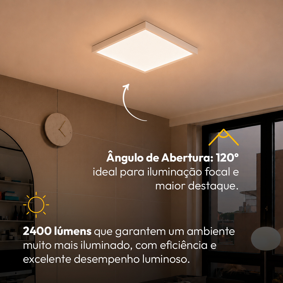 Painel Led Plafon Aluminio Sobrepor 30w 3000k Branco Quente 40x40cm Quadrado Alut