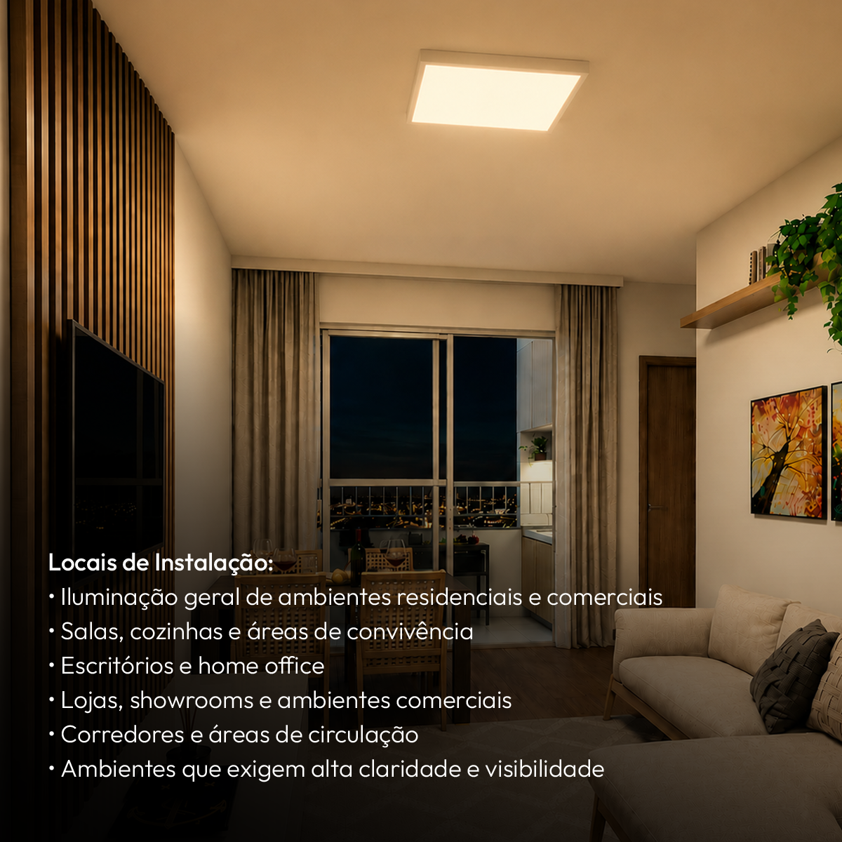 Painel Led Plafon Aluminio Sobrepor 30w 3000k Branco Quente 40x40cm Quadrado Alut
