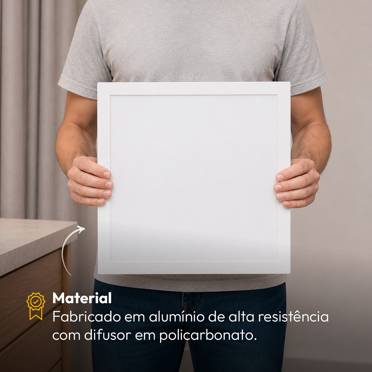 Painel Led Plafon Aluminio Sobrepor 30w 4000k Branco Neutro 40x40cm Quadrado Alut