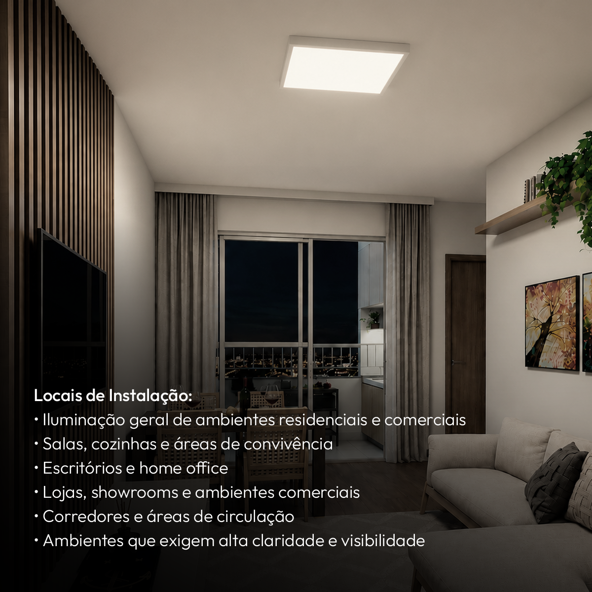 Painel Led Plafon Aluminio Sobrepor 30w 4000k Branco Neutro 40x40cm Quadrado Alut