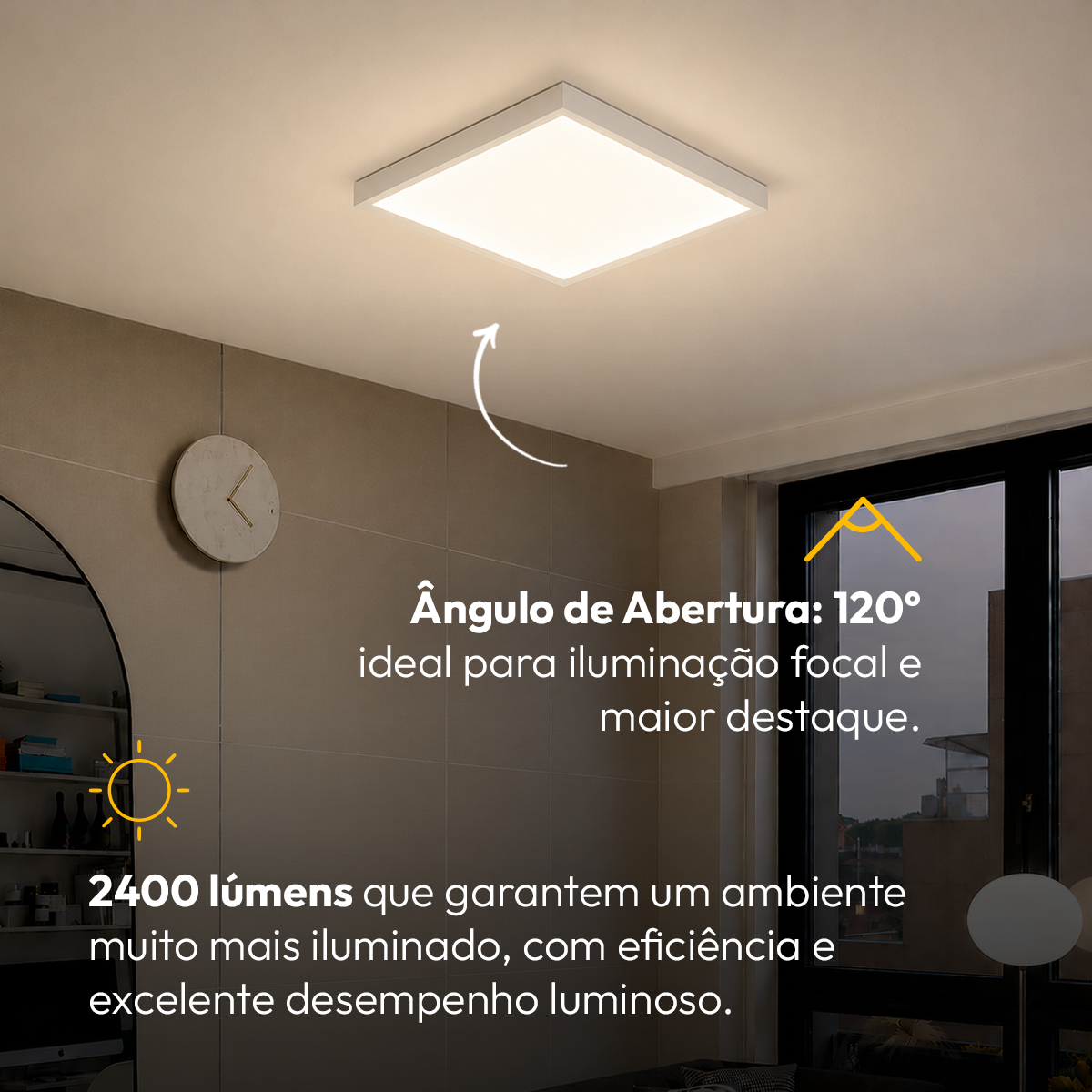 Painel Led Plafon Aluminio Sobrepor 30w 4000k Branco Neutro 40x40cm Quadrado Alut