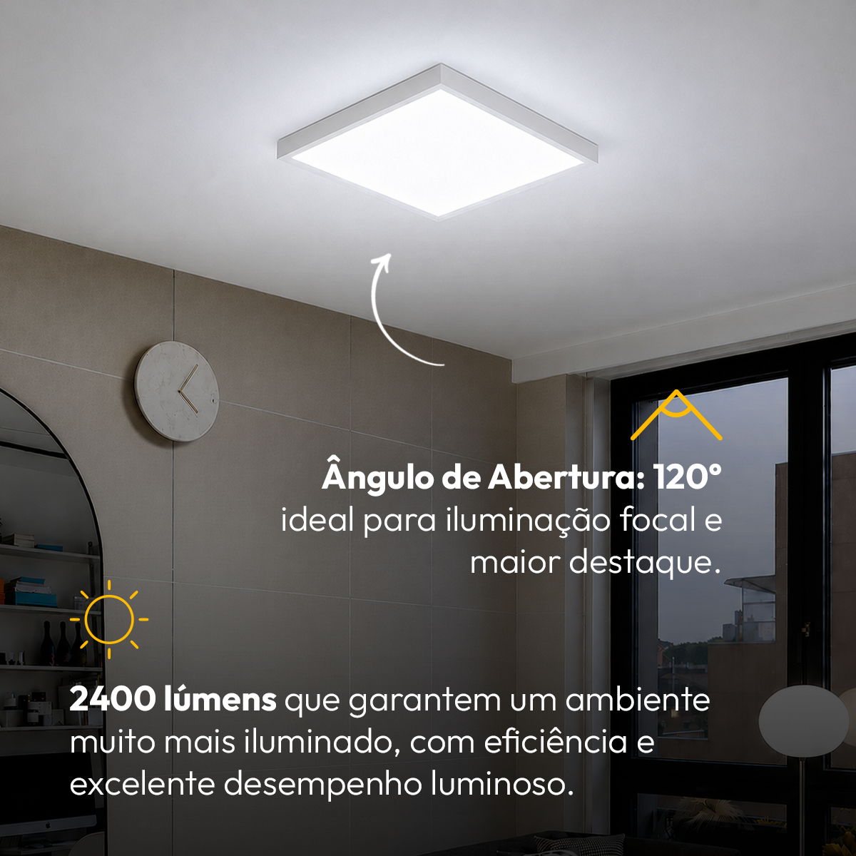 Painel Led Plafon Aluminio Sobrepor 30w 6500K Branco Frio 40x40cm Quadrado Alut